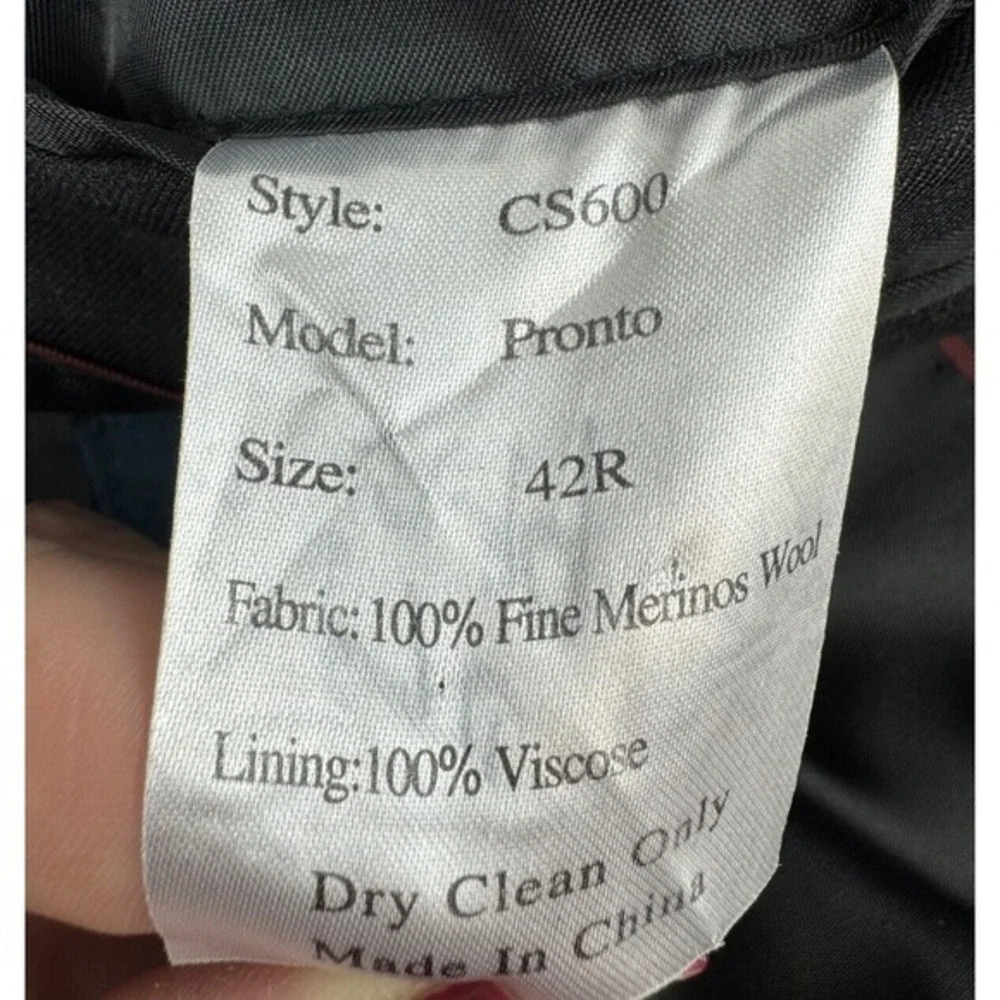 SANTORELLI‎ Linen Blu Pronton Mens Blazer 42R Fine Merino Wool Black Super 140's